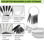 Measuring Cups and Spoons - Wildone Stainless Steel 20 Piece Stackable Set, Includes 8 Black Measuring Cups, 10 Measuring Spoons, 1 Leveler & 1 Whisk, for Dry and Liquid Ingredient