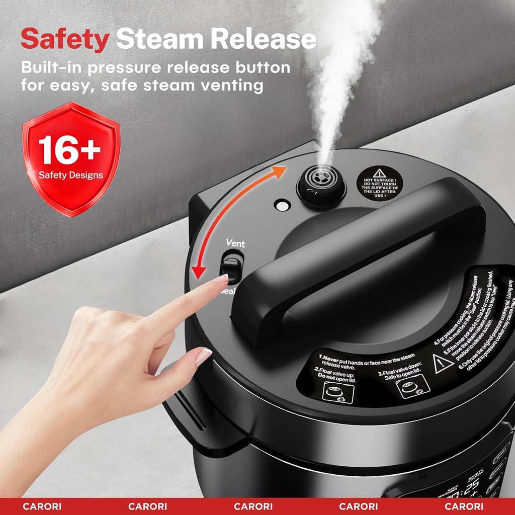 9-in-1 Electric Pressure Cooker 6 Qt, Programmable Multi-Function with Safer Vent, Olla de Presion, Rice Cooker, Slow Cooker, Steamer, Sauté, Warmer & Sterilizer, 1000W, Stainless Steel