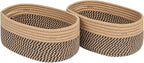 CubesLand Small Cube Shelf Closet Storage Baskets Bins Set 2,Woven Basket for Organizing/Storage, Long-lasting &Skin-friendly Storage Basket Bin,Stylish Room Decor Basket,Camel/Mixed Black Rope Basket