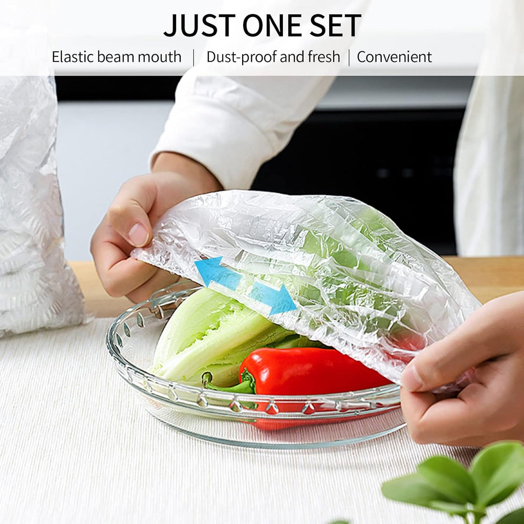 Homelove 100pcs Plastic Bowl Covers Food Cover Dish Covers, Reusable Elastic Stretch Fresh Keeping Bags, Kitchen Dining Plate Bread Proofing Food Storage Covers, Universal Kitchen Plastic Wrap