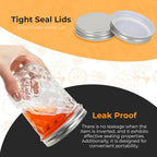 Eathtek 16oz Wide Mouth Glass Mason Jars 12 Pack, 480 ml Glass Canning Jars with Airtight Lids, Ideal for Salad, Meal Prep, Perserving,Pickling, Jam, Honey With Lids