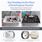 IeBilif Sink Cover for Counter Space, Foldable Bathroom Sink Covers, Makeup Organizer Mat Space Saver with Hanging Loop, Silicone Makeup Brush Cleaner Mat for Bathroom(Black)