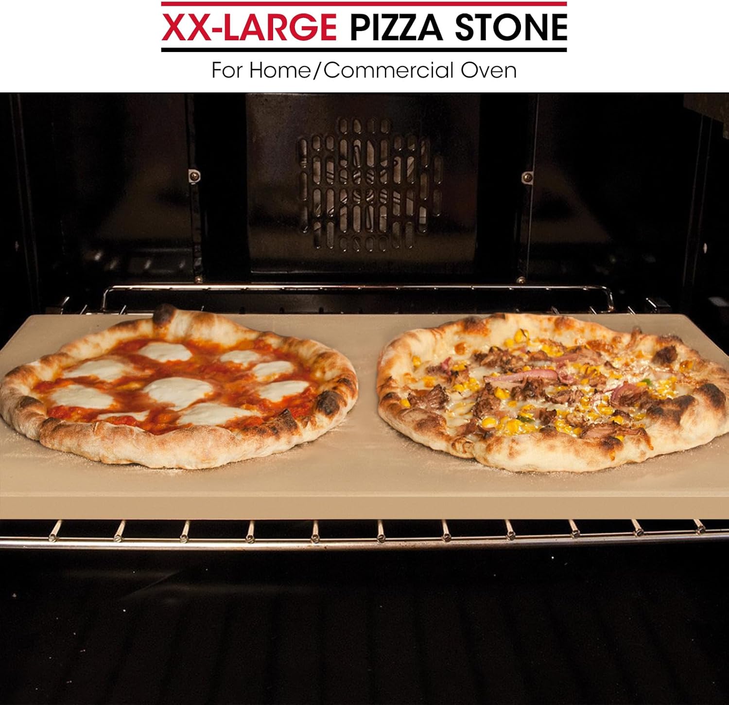 Unicook XX-Large Pizza Stone 26" x 17.5" x 0.6" for 36"/48" Home and Commercial Ovens, Rectangular Baking Stone, Ideal for Baking Crispy Pizzas, Bread and Cookies, Weighs 21 lbs, Does Not Fit 30"Ovens