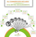 Spring Chef Stainless Steel Measuring Spoons Set of 8 with Leveler, Round Metal Teaspoon & Tablespoon Measuring Spoons - Nesting Kitchen Gadgets For Baking & Cooking, Dry & Liquid Ingredients