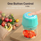 Rechargeable Portable and Cordless Mini Food Processor 300ML with Stainless Steel Blade, Electric Garlic Chopper Vegetable Chopper Blender for Nuts Chili Onion Minced Meat and Spices BPA-Free(Green)