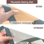 Inmorven 2-Pack Non-Stick Silicone Baking Mat, Food Safe Non Slip Heat Reusable Silicone Liner Sheet for Baking Cookies Pastries Bread Rolling Dough Oven Tray