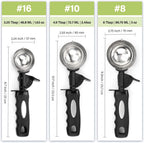 Ice Cream Scoop Set, Cookie Scoop set of 3, 3.25 Tbsp/ 4.9 Tbsp / 6 Tbsp Ice Cream Spoon with Trigger, Cookie Dough Scoop, Portion Scoop 1.63 oz, 2.45 oz, 3oz