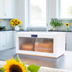 White Bamboo Bread Box for Kitchen Countertop - Mothers Day Gifts for Mom,Kitchen Essentials Bread Storage for Homemade Bread Pantry Organizers and Storage Bread Holder