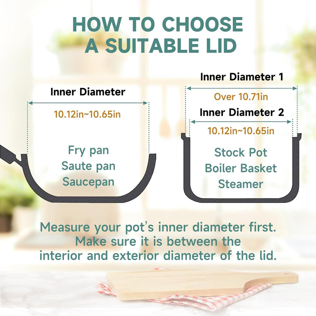 10.25 In Glass Lid for Frying Pan, Tempered Replacement Cover for All 10.25 inches Cookware for Skillets, Round Cast Iron, Cast Aluminium, Stainless Steel Pans &Pots