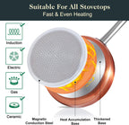 Pots and Pans Set Non Stick, 7 Piece Ceramic Cookware Set, Non Toxic Kitchen Induction Cookware Sets, Pots and Pans Cooking Set with Oven Safe Handle, 100% PFOA Free, Copper