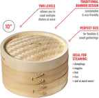 Joyce Chen 2-Tier Bamboo Steamer Baskets, 10-Inch