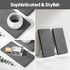 2PCS 7" x 3.5" Water Absorbing Bathroom Sink Vanity Trays, Diatomite Stone Quick Drying Mat for Kitchen Counter, Dish Rack Dispensers Sponge Holder Caddy Organizer, Dark Gray, 7"x3.5"