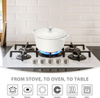 3 Qt Enameled Cast Iron Dutch Oven with Lid, E-far Small Round Nonstick Dutch Oven Pot for Bread Baking Braising Stews Roasting Cooking, Heavy Duty, Induction & Oven Safe - White