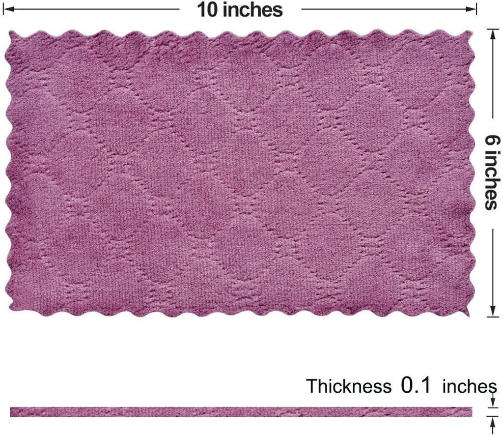 12PCS Kitchen Towels Dish Towels, Multipurpose Reusable Dish Cloths, Double-Sided Microfiber Cleaning Rags for Furniture, Car, Tea, Bowl, 10x 6 inch
