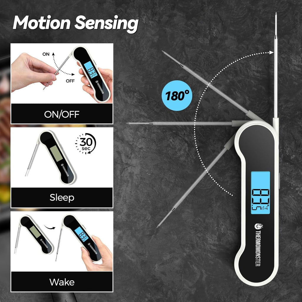 0.5 Sec Instant Read Meat Thermometer Digital with ±0.5℉ Precision, Food Thermometer for Cooking Kitchen Gadgets, Oven Grill Candy BBQ Essentials Accessories, Gifts for Him Dad Men Birthday, White