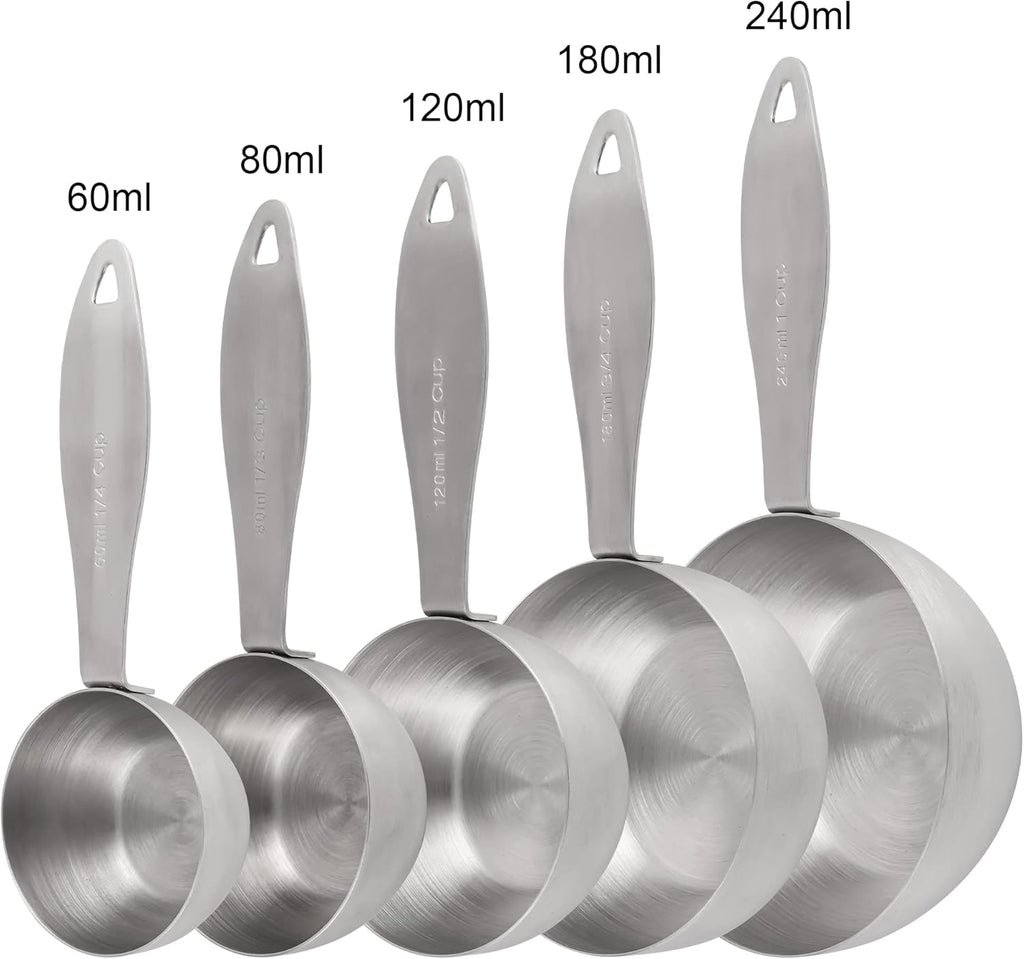 Smithcraft Measuring Cups and Spoons, 12 Piece Metric & US 18/8 Stainless Steel Measuring Cup and Spoon Set, Dry Metal Measuring Cups Spoons & Leveler & Measure Equivalents for Kitchen & Baking