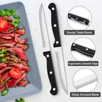 LIANYU 29-Piece Silverware Flatware Set for 4, Plus Steak Knives and Serving Utensils, Stainless Steel Cutlery Set, Eating Utensils Tableware with Scalloped Edge, Dishwasher Safe