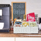 Coffee Bar Organizer for Accessories, Wood Station for Countertop, Farmhouse Pod Holders, White Condiment Organizer for Decor