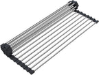 Searik Dish Drying Rack Roll Up Sink Drying Rack, Over The Sink Dish Rack Multi-Use Stainless Steel Dish Drainers Heat Resistant Mat for Drying Draining Trivet (17.7"x13.8")