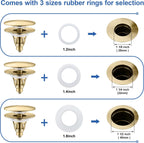Universal Bathroom Sink Stopper - Pop Up Sink Drain Stopper, Push Button Flixfilter Sink Drain Stopper Replacement, Wash Basin Drain Filter Plug Anti-Clogging Basket, Brushed Gold