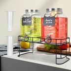 DD&HAPP Gallon Glass Drink Dispensers For Parties 2PACK.1.5Gallon Beverage Dispenser,Glass Drink Dispenser With Stand And Stainless Steel Spigot 100% Leakproof.Lemonade Dispenser With Ice Cylinder.