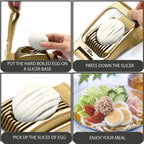 Zoe's Kitchen Good Grip Egg Slicer for Hard Boiled Eggs Heavy Duty Professional Large Aluminum Egg Slicer with Stainless Steel Wires Kitchen Aid Egg, Strawberry Slicer Hard Boiled Egg Cutter (Golden)