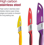 Zyliss 3 Piece Mini Santoku Knife Set with Sheath Covers, Stainless Steel/Pur...