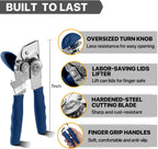 Can Opener Manual Heavy Duty, UHIYEE Hand Held Can Openers for Seniors with Comfort Grip Sharp Blade, Solid Steel Hand Manual Can Open with Magnet for Kitchen Camping, Blue