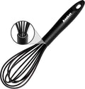 Anaeat 8.5" Silicone Balloon Whisk, Perfect for Non-Stick Cookware, Milk and Egg Beater Blender, Heat Resistant Kitchen Whisks for Whisking, Cooking, Baking, Beating, Frothing & Stirring (Black)