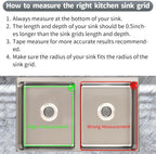 2Pack Sink Protectors for Kitchen Sink, 13’’x11-5/8’’ Stainless Steel Sink Protector with Center Drain, Rust Resistant Sink Grate for Bottom of Kitchen Sink with 2Pack Sink Drain Strainer