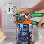 Multi-function Manual Can Opener Bottle Opener, Oversized Hand-held Easy Rotary Knob, Safe Cut Can Opener with Non-Slip Handle, Smoother Cut Sharp Blade for Seniors Kitchen Tool, GREEN