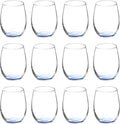 DISCOUNT PROMOS Stemless Wine Glasses by ARC 5.5 oz. Set of 12, Bulk Pack - Perfect for Hotel, Bar, Restaurant or Lounge - Blue