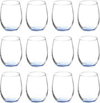 DISCOUNT PROMOS Stemless Wine Glasses by ARC 5.5 oz. Set of 12, Bulk Pack - Perfect for Hotel, Bar, Restaurant or Lounge - Blue