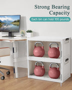 OlarHike 97QT Stackable Storage Bins with Lids - Folding Storage Box with Doors and Wheels, Collapsible Plastic Storage Drawers for Closets, 5 Pack Cubes
