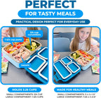 Stainless Steel Heavy Duty Bento Box Lunch Container for Older Kids, Teens, Adults with Removable Tray, Leakproof Silicone Seals, BPA Free 26 oz/790 mL (Blue)