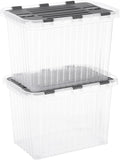 Superio Storage Bins with Lids, Clear Plastic Containers for Organizing, Stackable Totes, BPA Free, Odor Free, Organizer Boxes for Home, and Dorm (2 Pack, 15"x10"x10.25")