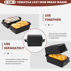 9×5 Inch Cast Iron Loaf Pan with Lid, 2 in 1 Loaf Bread Baking Pans for Homemade Bread, 2 Piece Set