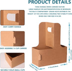 100 Pack 2-Cup/4-Cup Drink Carrier with Handle (12-30oz) | Disposable Paperboard Cup Holder | Foldable Beverage Tray for Hot/Cold Drinks, Coffee to Go, Delivery & Takeout