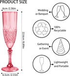 Plastic Champagne Flutes, 12PCS Red Plastic Wine Glasses Goblets Reusable Champagne Flute for Weddings, Bachelor Parties, Toasting, and Events(12,Red)