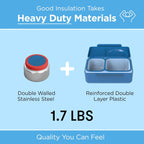 Omie OmieBox UP bento Box for Kids | Insulated Lunch Box | Leak Proof Vacuum Insulated Thermal Food jar | Cooler ice Pack | 2 Compartments (Cosmic Blue)