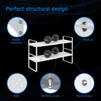 Expandable Cabinet Shelf Organizer Adjustable Metal Spice Rack Stackable Freestanding Counter Storage Shelves for Kitchen Cabinet Under Sink Office Desk (White - 2Pack - L16.5-27'' * W8'' * H9.6'')