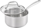 Guy Fieri's Flavortown 3.2-Quart Stainless Steel Sauce Pan with Tempered Glass Lid - Kitchen Cookware with Tri-Ply Base, Oven Safe to 500°F, Dishwasher Friendly, Works with Gas & Induction Cooktops
