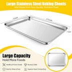 Homikit 2 Pack Baking Sheet, 18” x 13” Stainless Steel Large Cookie Pan Set for Oven, Heavy Duty Metal Half Sheet Baking Tray for Roasting Cooking, Nonstick & Rust Free, Dishwasher Safe
