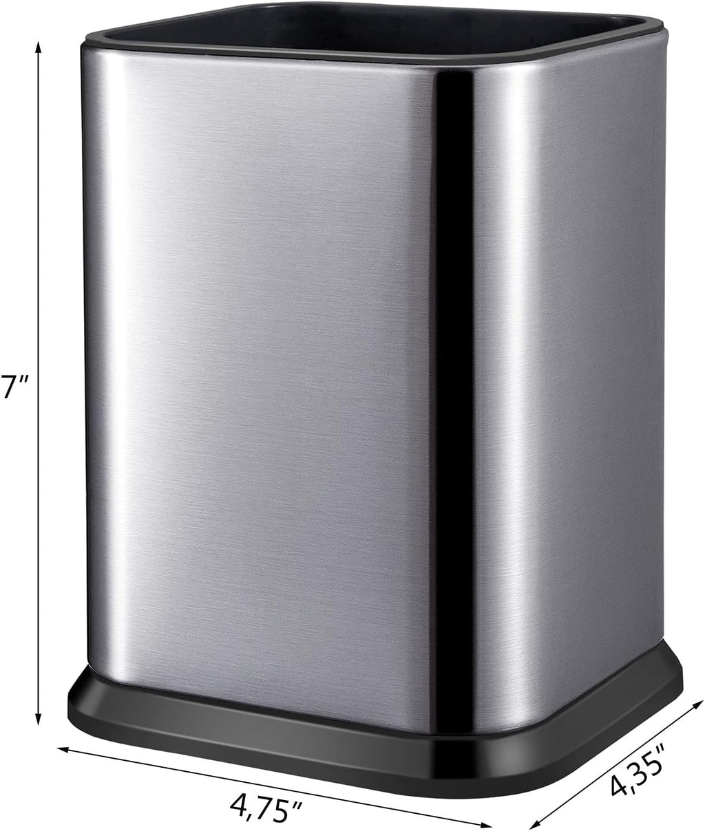 RedCall Stainless Steel Kitchen Utensil Holder for Countertop, Spoon Spatula Organizer,Modern Rectangular Large Cooking Utensil Caddy Counter,Utensil Crock Silver