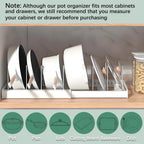 Pot and Pan Organizer, Expandable Pots and Pans Organizer Under Cabinet, Pot Lid Holder with 10 Adjustable Compartment for Bakeware, Cutting Boards, Lid, Dishes, Cookware (1 Pcs)