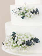 Rinlong Pre-made Cake Toppers Flowers Cake Decorations Baby's Breath Eucalyptus Wedding Cake Decorating Flowers Decor Christening Birthday Baptism Baby Shower Party Cake Topper Flower