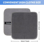 KinHwa Kitchen Washcloths for Dishes Absorbent Microfiber Dish Cloths Quick Dry Dish Rags with Poly Scour Scrub Side Ideal for Kitchen Cleaning(9, Grey, 7in)