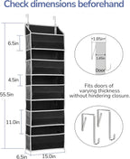 ULG 1 Pack Over The Door Organizer – 5 Shelf Door Organizer Hanging & 10 Side Pockets, Reinforced 44LB Capacity Hanging Organizer, Behind The Door Storage for Bedroom, Nursery, Pantry (Black)