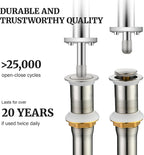 Pop up Sink Drain Stopper for Bathroom Vessel Vanity Sink Art Basin Brushed Nickel, Small Cap Without Overflow, Metal Pop-up Drain Strainer with Detachable Basket Stopper