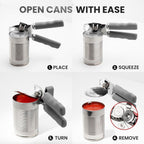 Zulay Kitchen Heavy Duty Stainless Steel Can Opener Manual with Bottle Opener - Rust Proof Manual Can Opener With Turn Knob & Comfy Soft Grip Handles - Light Gray